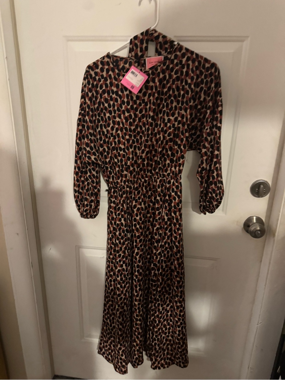 kate spade Brown & Black Leopard Print Long-Sleeve Midi Dress